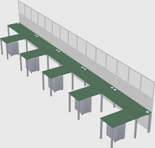 Shared l-shaped cubicle