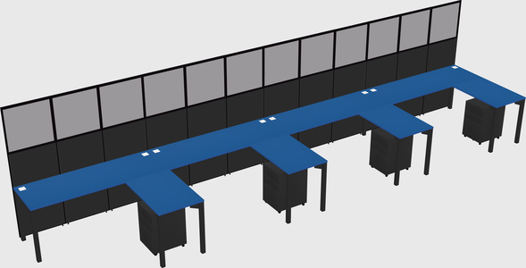 Shared l-shaped cubicle