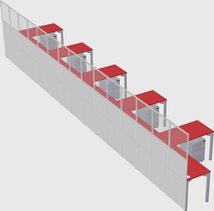 Shared l-shaped cubicle