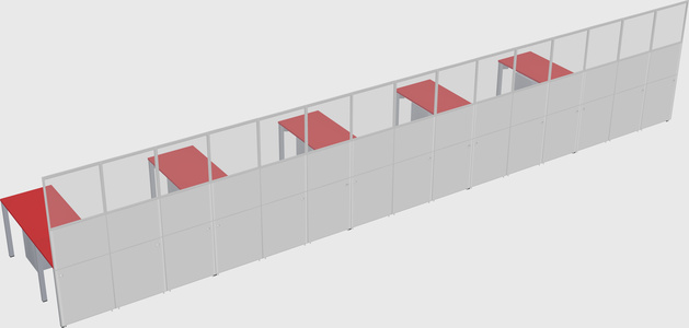 Shared l-shaped cubicle