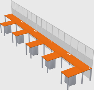 Shared l-shaped cubicle