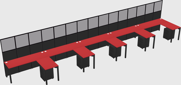 Shared l-shaped cubicle