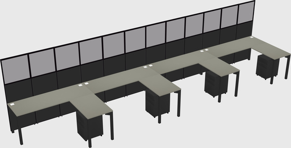 Shared l-shaped cubicle