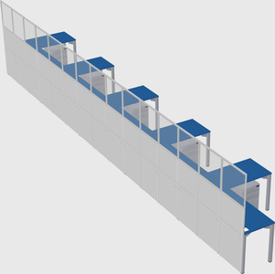 Shared l-shaped cubicle