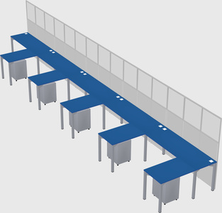 Shared l-shaped cubicle