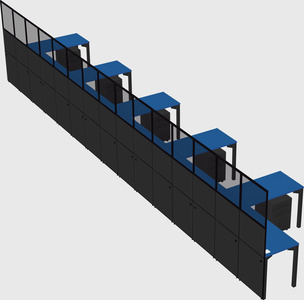 Shared l-shaped cubicle