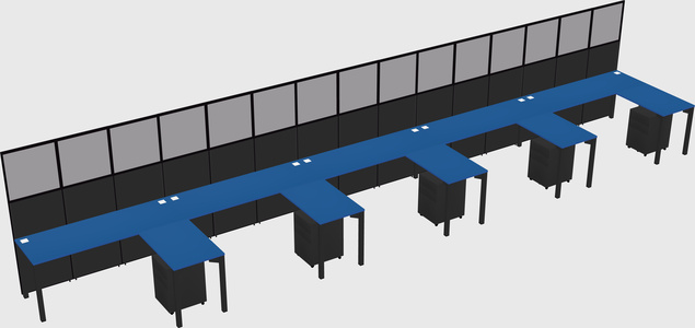 Shared l-shaped cubicle
