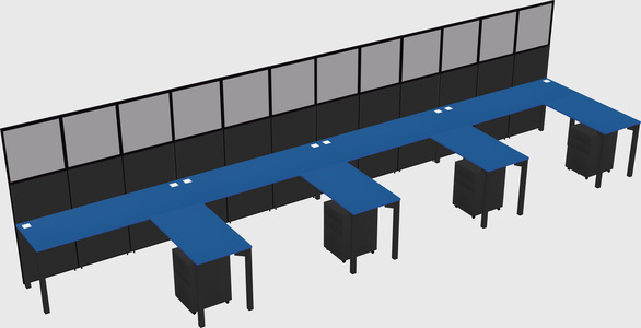 Shared l-shaped cubicle