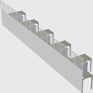 Shared l-shaped cubicle