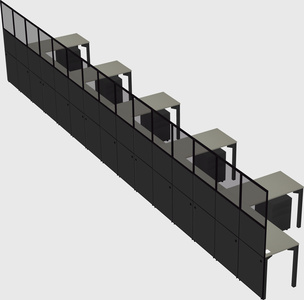 Shared l-shaped cubicle