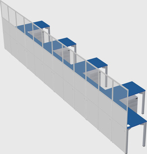 Shared l-shaped cubicle