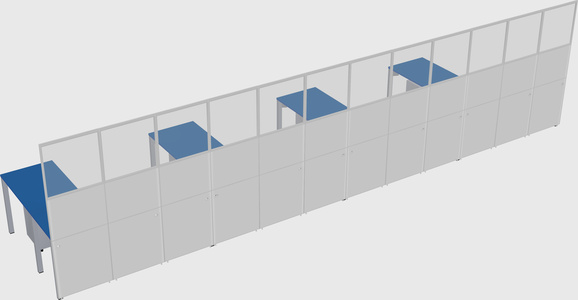 Shared l-shaped cubicle