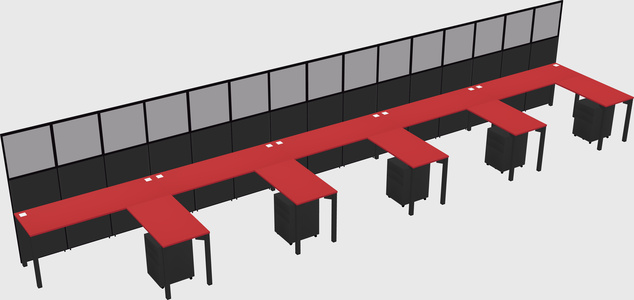Shared l-shaped cubicle