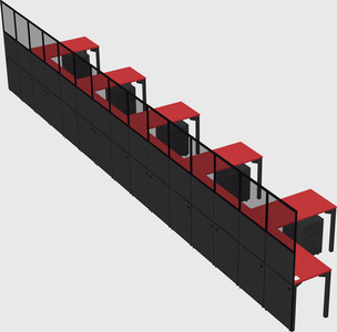 Shared l-shaped cubicle