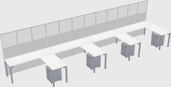 Shared l-shaped cubicle