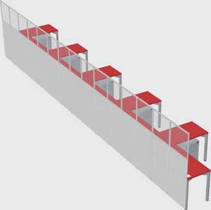 Shared l-shaped cubicle