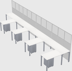 Shared l-shaped cubicle