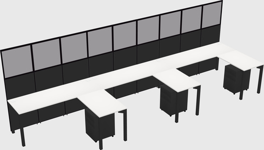 Shared l-shaped cubicle