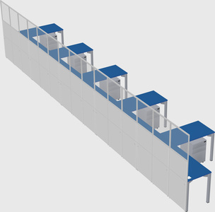 Shared l-shaped cubicle
