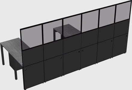 Shared l-shaped cubicle