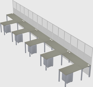 Shared l-shaped cubicle