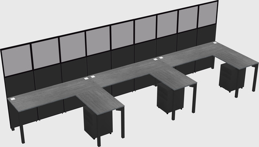 Shared l-shaped cubicle