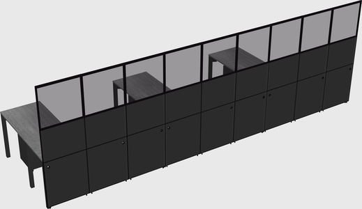 Shared l-shaped cubicle