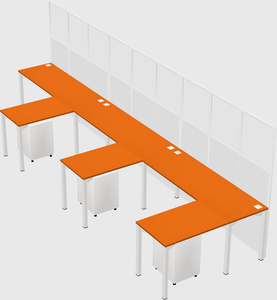 Shared l-shaped cubicle