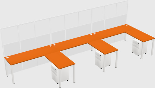 Shared l-shaped cubicle