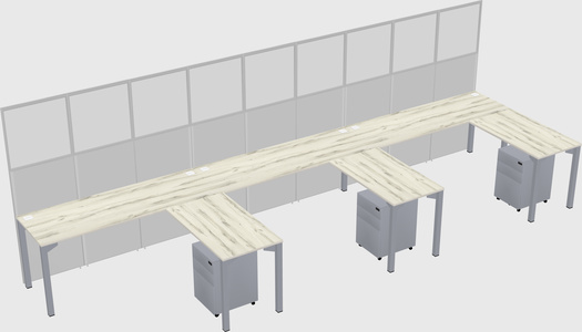 Shared l-shaped cubicle