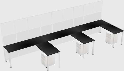 Shared l-shaped cubicle