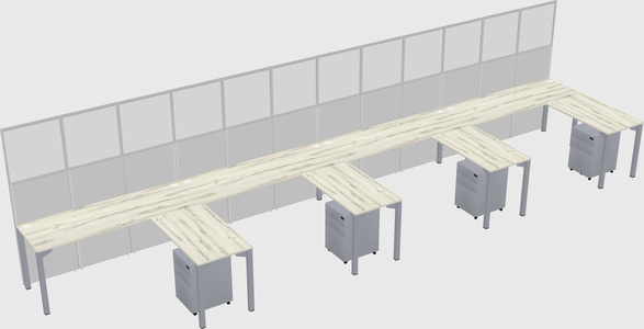 Shared l-shaped cubicle