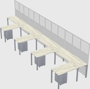 Shared l-shaped cubicle