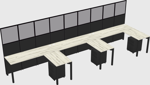 Shared l-shaped cubicle