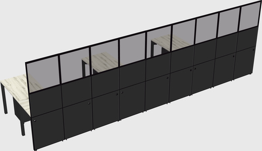 Shared l-shaped cubicle