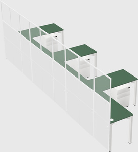 Shared l-shaped cubicle