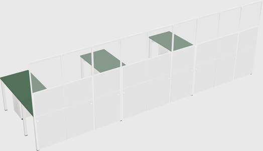 Shared l-shaped cubicle