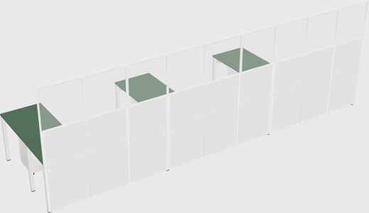 Shared l-shaped cubicle