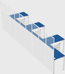 Shared l-shaped cubicle