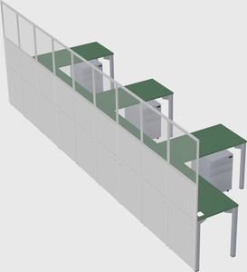 Shared l-shaped cubicle