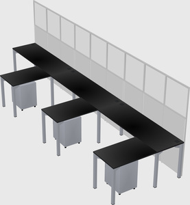 Shared l-shaped cubicle