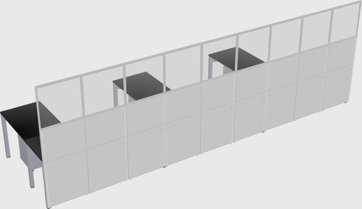 Shared l-shaped cubicle