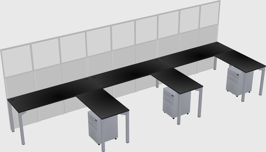Shared l-shaped cubicle