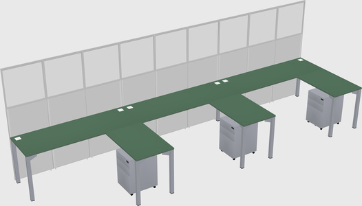 Shared l-shaped cubicle