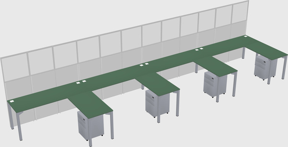 Shared l-shaped cubicle