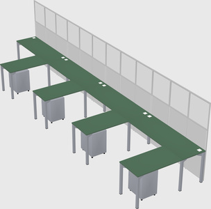 Shared l-shaped cubicle