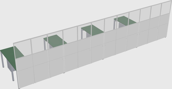 Shared l-shaped cubicle