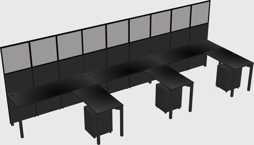 Shared l-shaped cubicle
