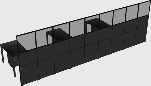 Shared l-shaped cubicle