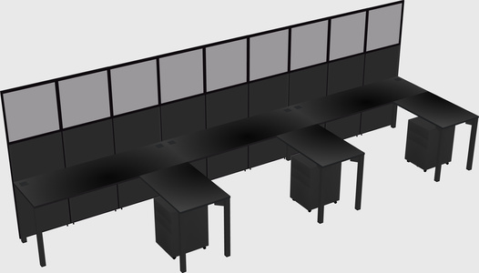 Shared l-shaped cubicle